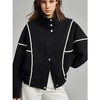 雀说 设计感黑白撞色拼接外套女春秋新款通勤风简约小众上衣5ZF-2103 商品缩略图0