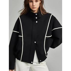 雀说 设计感黑白撞色拼接外套女春秋新款通勤风简约小众上衣5ZF-2103
