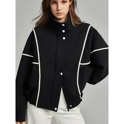 雀说 设计感黑白撞色拼接外套女春秋新款通勤风简约小众上衣5ZF-2103 商品图0