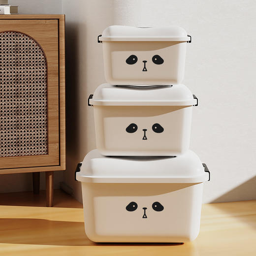 【宝宝也会收纳，家用卡通收纳箱~】儿童熊猫卡通塑料收纳箱 带轮手提恐龙玩具收纳盒 零食积木整理箱子-QQ 商品图3