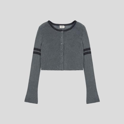 GOODBAI 23编号撞色提花大圆领紧身针织开衫 商品图2