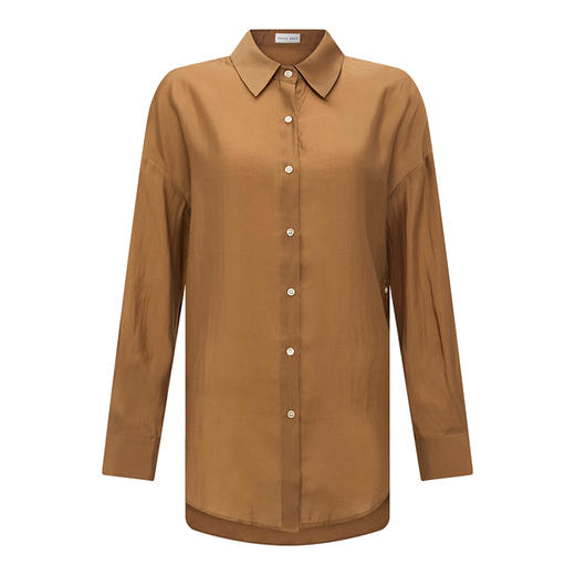 【2件9折】【Petit Bari】(多色)阔型不对称两穿设计长袖天丝衬衫设计感时髦 商品图2