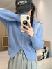 早春秋【纯欲风针织开衫】新款双头拉链长袖 修身显瘦短款上衣 连帽开衫 商品缩略图6