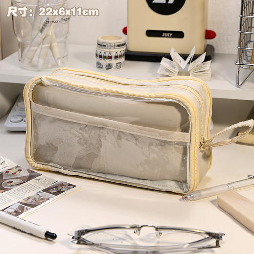 【开学季！透明大容量笔袋】韩国女ins风高颜值diy文具盒小学生铅笔盒男，可180°展开平摊 大开口拿取便捷。ry 商品图10