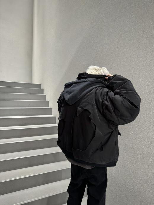 B家 重工糜烂水洗大破坏棉服bomber夹克外套 商品图6