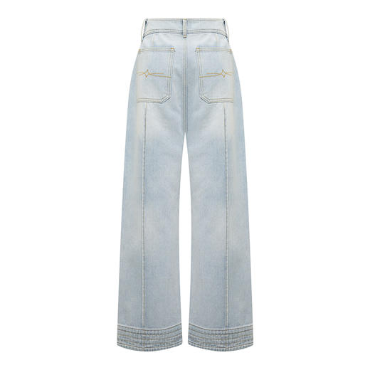 【2件9折】【Petit Bari】设计感线条水洗女士牛仔长裤设计感水洗浅色 商品图2