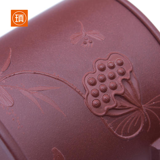 璞实茶器养正宜兴紫砂盖杯莲蓬杯手工原矿手工泥绘紫砂杯礼盒定制 商品图2