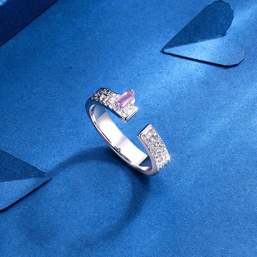 卡蒂罗/KADER 粉色半糖闺蜜女戒 碎冰冰甜蚀冰川不规则糖果纸纹理流光闪耀开口素戒 甜美梦幻浪漫氛围感 商品图4