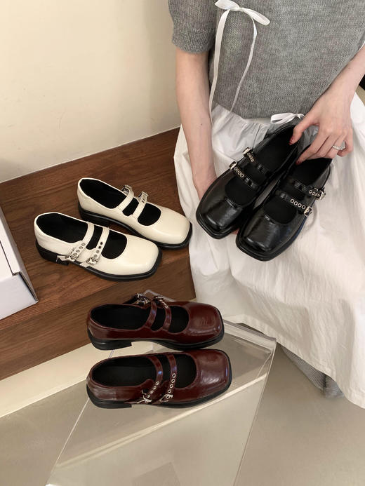 【GZ】无忧购韩版复古布洛克浅口玛丽珍小皮鞋X968-8（截单后7天发货) 商品图1