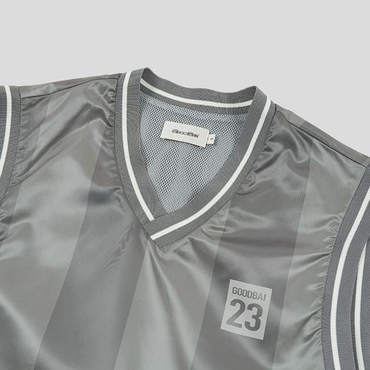 GOODBAI 23编号签名印花V领条纹质感薄背心 商品图3