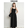 VIMAGE纬漫纪时尚露背基础款简约宽吊带黑色礼服连衣裙2025春季新款V2377905 商品缩略图5
