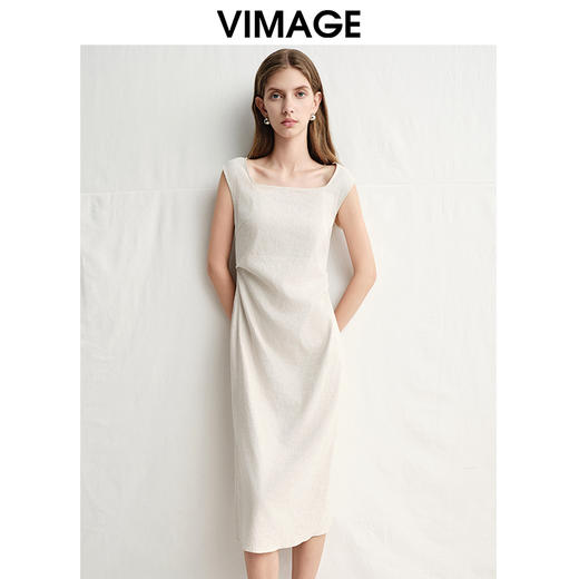 VIMAGE纬漫纪修身显瘦收腰a字小众设计无袖连衣裙2025夏新款V2307906 商品图0