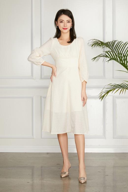 Le Malene 圆领收腰米色连衣裙 11477 商品图1