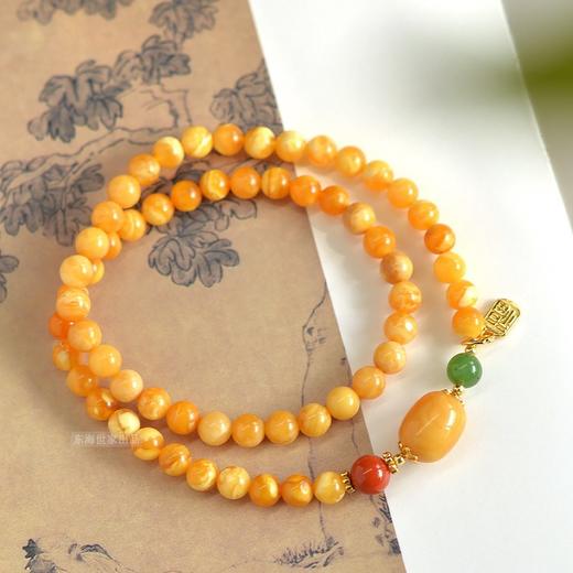 丁摩 天然蜜蜡手串女男老花蜡水晶玛瑙翡翠玉石散珠子吊坠碧玉南红手链5ZF-1125 商品图3