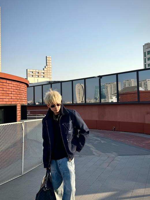 驴家 25ss新款丹宁帆布原牛毛领立领工装牛仔夹克外套 商品图5