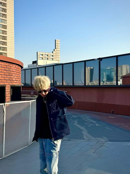 驴家 25ss新款丹宁帆布原牛毛领立领工装牛仔夹克外套 商品图3