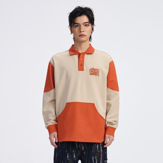 ONIARAI/鬼洗 石器时代自然环境长袖拼接宽松马球衫 A240011 商品图0