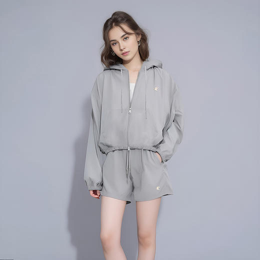 【2件9折】【Petit Bari】抽绳连帽套装套装网球穿搭短裤上衣长袖百搭 商品图0