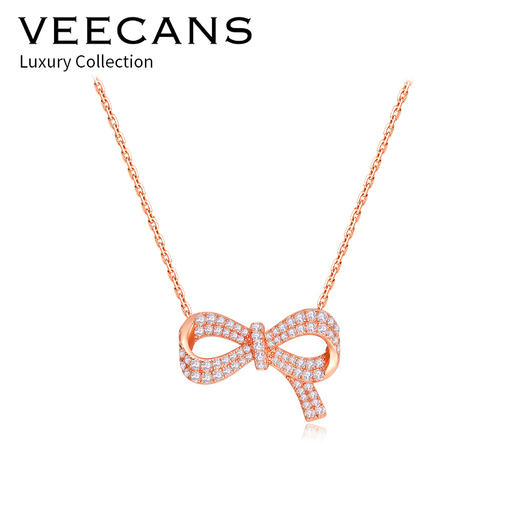 Veecans 蝴蝶结玫瑰金项链·镶嵌SW锆石  N3010-SR1W1 商品图1