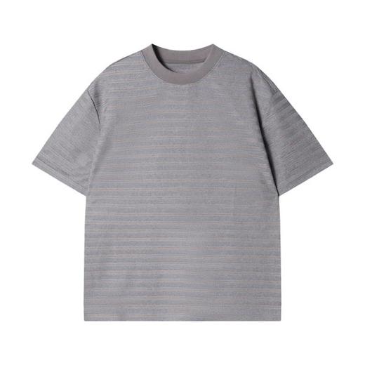 早春新款时尚个性韩版撞色条纹圆领短袖T恤休闲简约百搭套头上衣 商品图1