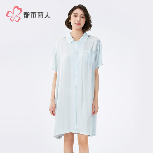 都市丽人女士梭织棉短袖裙薄人棉贡缎好睡好眠短袖类LHH6F8 商品图1