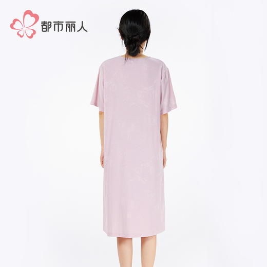 都市丽人女士正价棉质短袖裙薄针织提花好睡好眠短袖类LHH6D4 商品图3