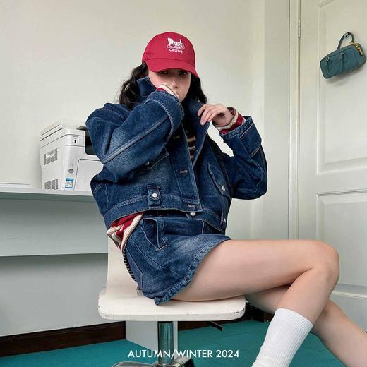 顺丰包邮洛诗琳44337美式复古水洗做旧翻领牛仔短外套女606 商品图3