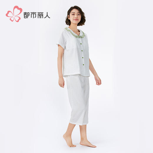 都市丽人女士软绵绵短袖套装薄软绵绵抽条好睡好眠短袖类LHH1C2 商品图2