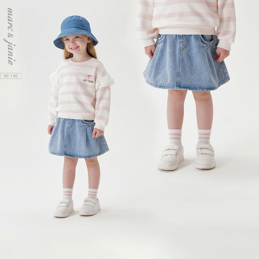 马克珍妮女童甜酷软牛仔半身裙宝宝短裙2025年夏装新款裙子250202 商品图0