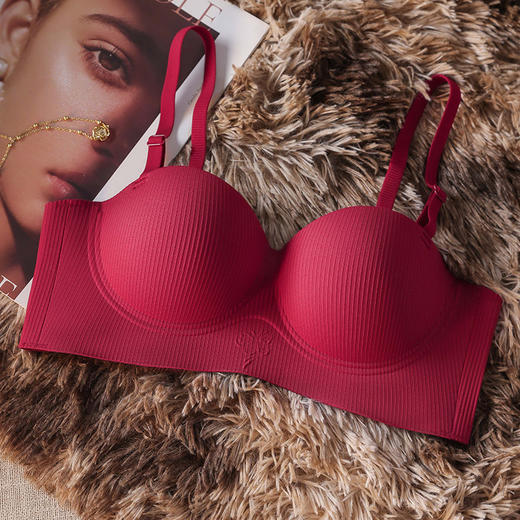 【肩带可拆卸】本命年新年转运红色内衣女聚拢小胸显大无痕侧收副乳调整型文胸罩。ry 商品图4