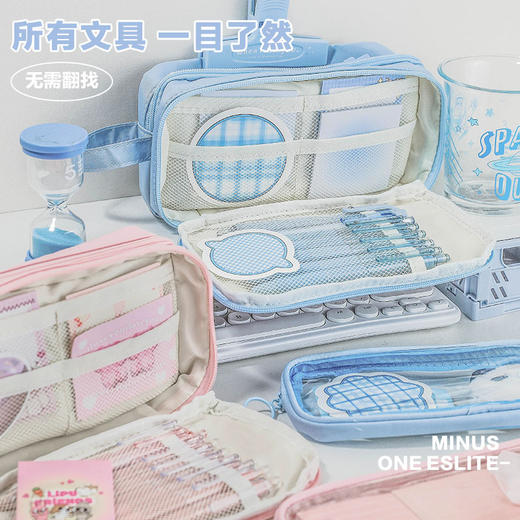 【多功能分区大容量笔袋】痛包笔袋ins高颜值透明韩国女文具盒简约小学生高级感文具。ry 商品图3
