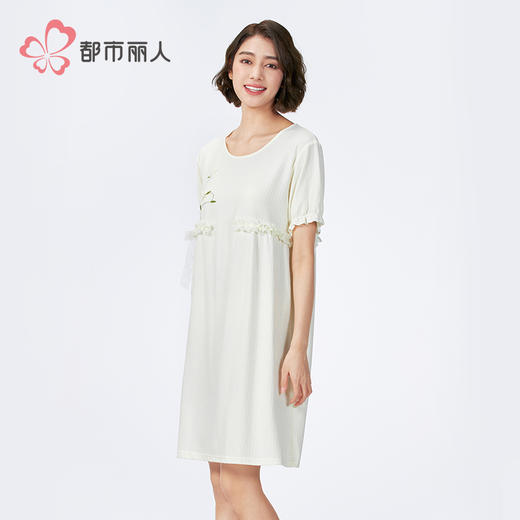 都市丽人女士正价棉质短袖裙薄针织提花生活家居短袖类LHH6E2 商品图2