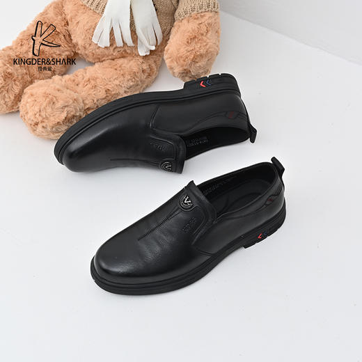 经典鲨2025年春季新品百搭黑色男士正装平底商务皮鞋KW74-513021 商品图1