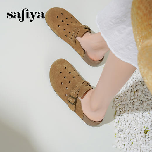Safiya/索菲娅2025索菲娅咖啡庄园复古软底休闲外穿勃肯洞洞鞋SFD1110406 商品图2
