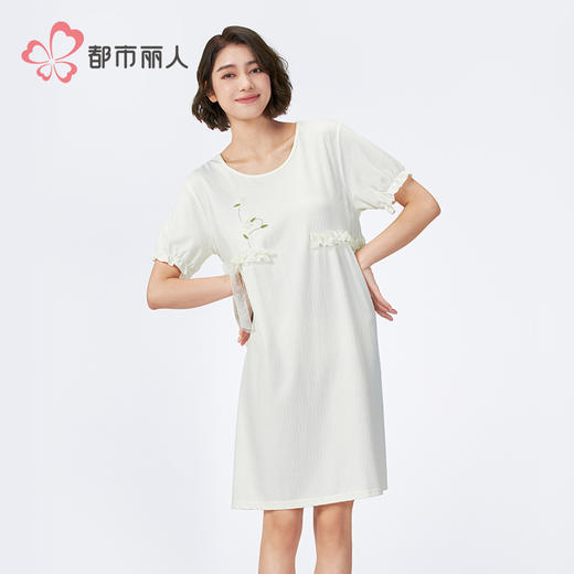 都市丽人女士正价棉质短袖裙薄针织提花生活家居短袖类LHH6E2 商品图1