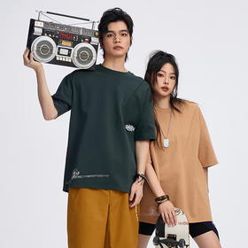 ONIARAI/鬼洗 抽象奥里尼亚克人版画疤痕褶宽松T恤 A840011