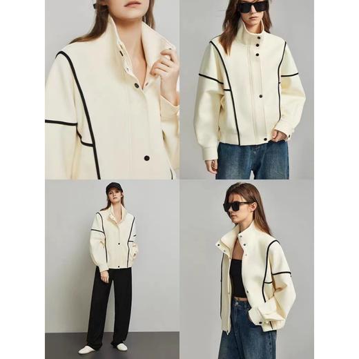 雀说 设计感黑白撞色拼接外套女春秋新款通勤风简约小众上衣5ZF-2103 商品图1