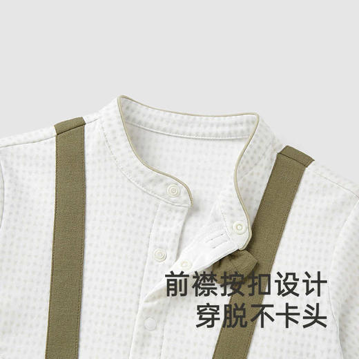 英氏婴儿衣服春夏长袖透气男童连体衣假两件爬服纯棉YRHAJ1R055A 商品图2