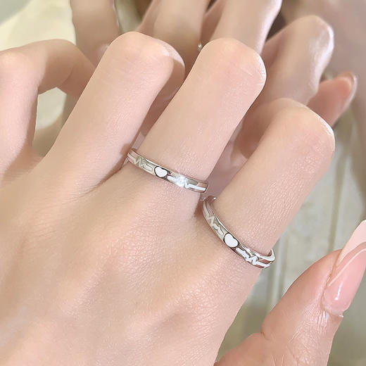 【夜光】卡蒂罗/KADER 心动频率情侣对戒 钟爱久久心跳同频心心相印可调节会发光素圈一对 恋爱频率 商品图2