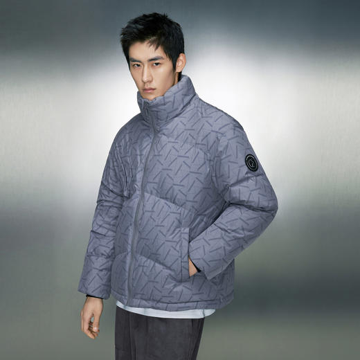 GXG男装 潮流暗纹压印羽绒服男短款宽松面包服保暖外套 冬季热卖羽绒服 商品图2