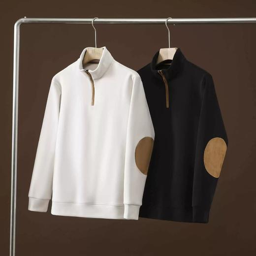 设计师高货！2025双面暖绒麂皮绒拼接春季男士休闲半拉链卫衣！ 商品图0