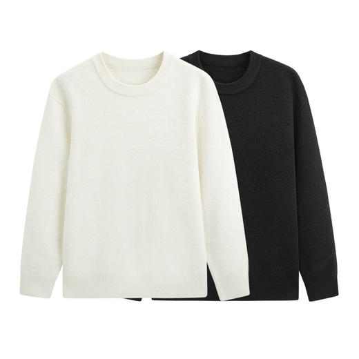 GXG男装 双色雪尼尔提花立体简约毛衣圆领针织衫  秋季热卖 商品图4