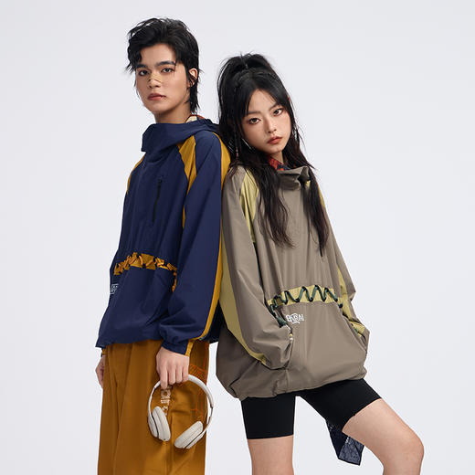 ONIARAI/鬼洗 和谐共处标语图腾撞色防紫外线套头衫 A240013 商品图1