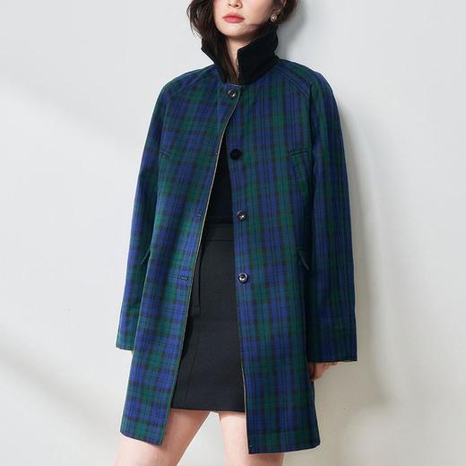 【高货sh】全新升级【铂金会员468/天猫629/差价161】(12000) 洛诗琳25春新款复古撞色格纹双面穿中长款减龄风衣外套 商品图3