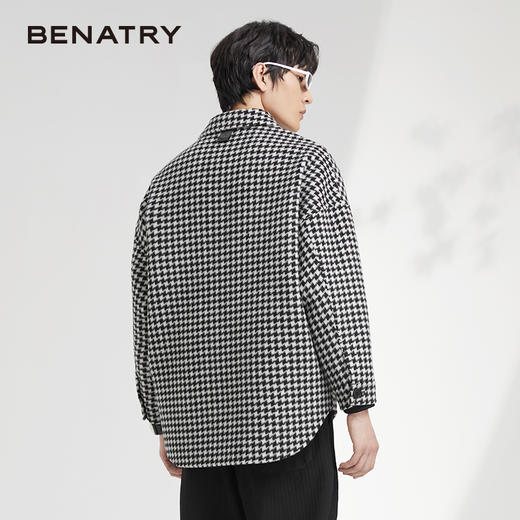 贝纳川时尚千鸟格格纹翻领衬衫式羊毛外套ECK419001 商品图4