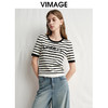 VIMAGE纬漫纪经典复古黑白条纹修身针织衫2025春季新款V2301908 商品缩略图5