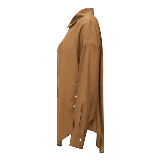 【2件9折】【Petit Bari】(多色)阔型不对称两穿设计长袖天丝衬衫设计感时髦 商品图3