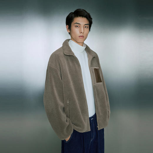 GXG男装 仿羊羔毛拼接口袋保暖立领夹克外套   冬季热卖 商品图2