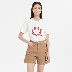 【2件9折】【Petit Bari】(多色)设计师联名款笑脸短袖女士T恤随性帅气