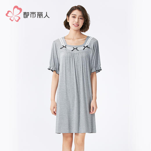 都市丽人女士莫代尔短袖裙薄棉莫拉架生活家居短袖类LHH6C7 商品图1